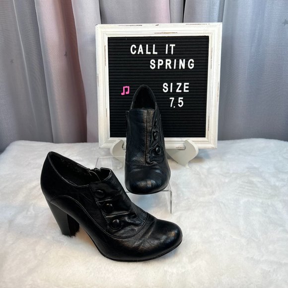 Call It Spring Black Retro Heeled Booties - Size 7.5 - Picture 2 of 11
